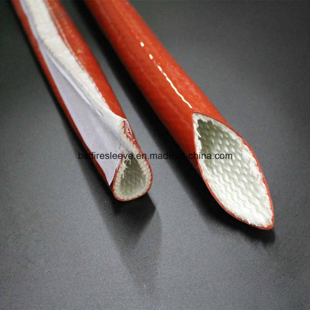 China Manufacturer High Temperature Protector Heat Resistant Vco Silicone Coated Fiberglass Hydraulic Hose Protection Fire Sleeve with Hook & Loop